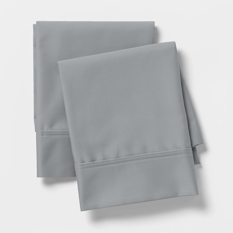 1000TC Ultra-Soft & Silky Luxury Egyptian Quality Cotton Pillowcases, Standard, Soft Silver