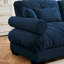 Fauteuil à deux places moderne en velours bleu avec traversin rond, siège moelleux pour la salle de lecture, support de siège profond, options flexibles, éponge à haute résilience confortable, structure