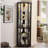Lighted Corner Curio Cabinet - Elegant Glass Display Case for Living Room & Bar Storage - for Antique Collections & Wine - Includes Built-in Lighting - Black-1108151486