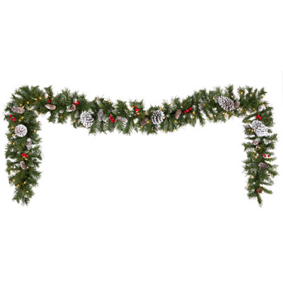 9ft. Frosted Berry Christmas Garland with Clear Lights