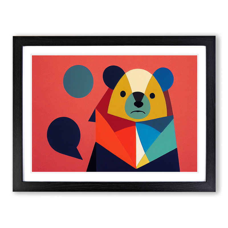 Teddy Bear Abstract Vol.3 - Single Picture Frame Print, 46cm H x 64cm W, Black