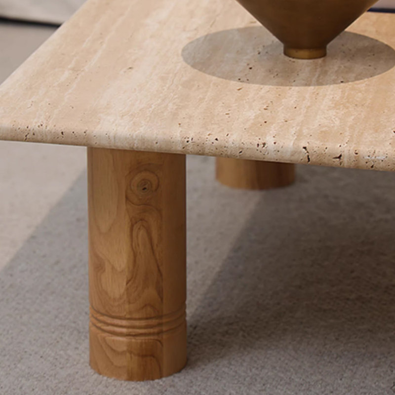 Table basse style antique en pierre naturelle, H 14,56 po x L 35,43 po x l 35,43 po