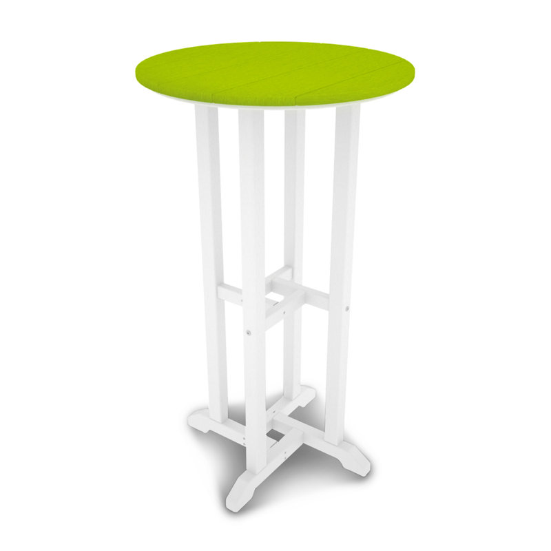 POLYWOOD Tables Round Dining Table, 42" H x 24" W x 24" L, White & Lime