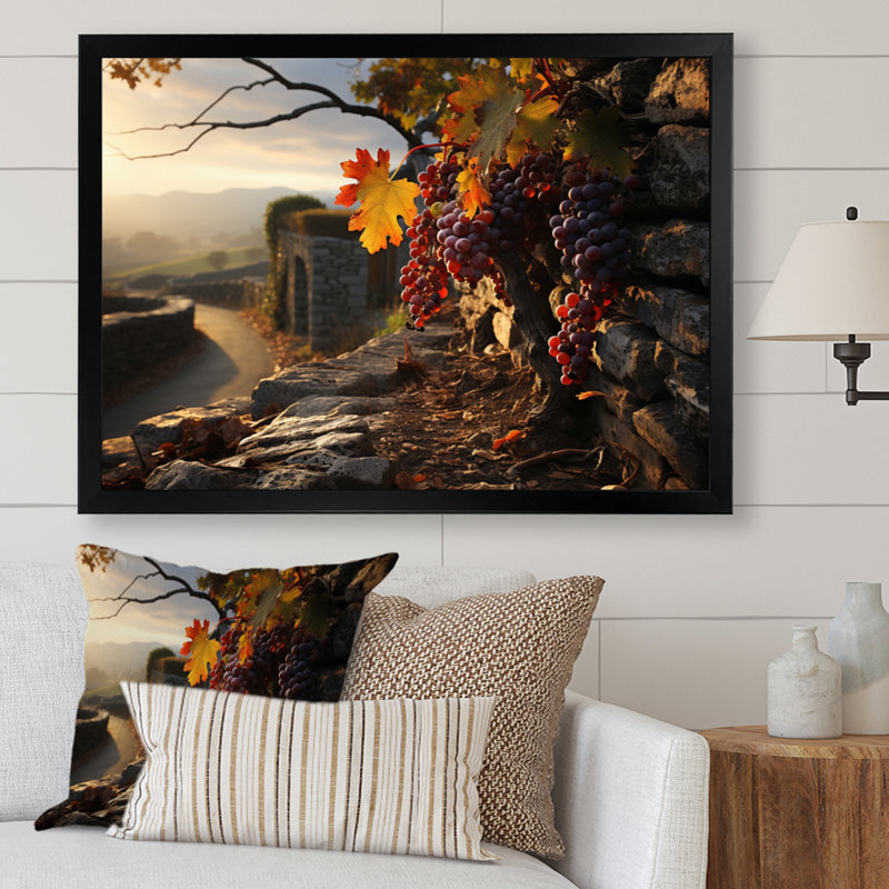Vineyard Whispering Oaks sur impression sur toile, Cadre photo noir simple, H 12 po x l 20 po x P 1 po