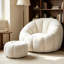 Fauteuil à billes blanc en mousse, fauteuil ergonomique moelleux pour chambre à coucher-1394940204