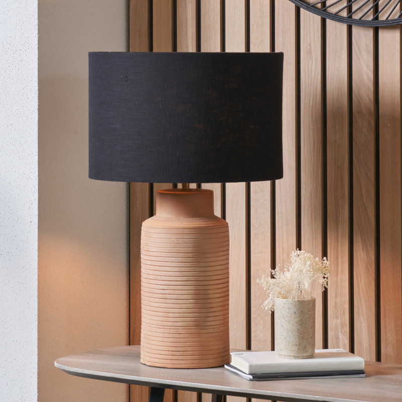 Ceramic Table Lamp, Orange, 23.62" H x 13.78" W x 13.78" D, Black