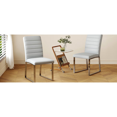 Gray 2 - Pack Pu Office And Dining Chairs With Comfortable Seat Heavy Duty Tubing, Multi Purpose Use Soft Leather, Ideal For Conference