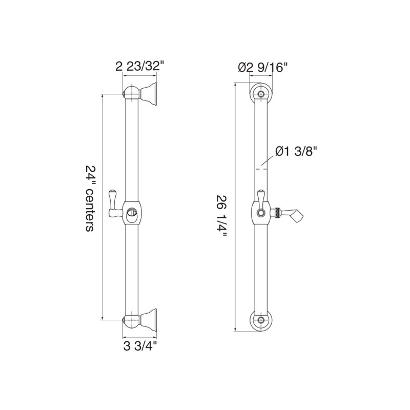 Rohl Shower Grab Bar, Polished Nickel, 26.25" W