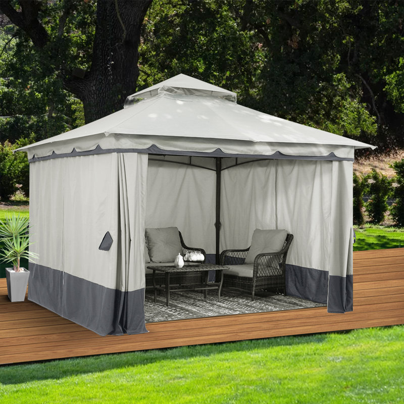 Steel Patio The Soft Roof Gazebos, Dark Gray, 11 Ft. W X 11 Ft. D