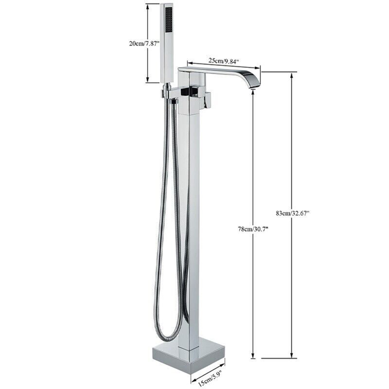 Floor Waterfall Faucet with Diverter, Chrome