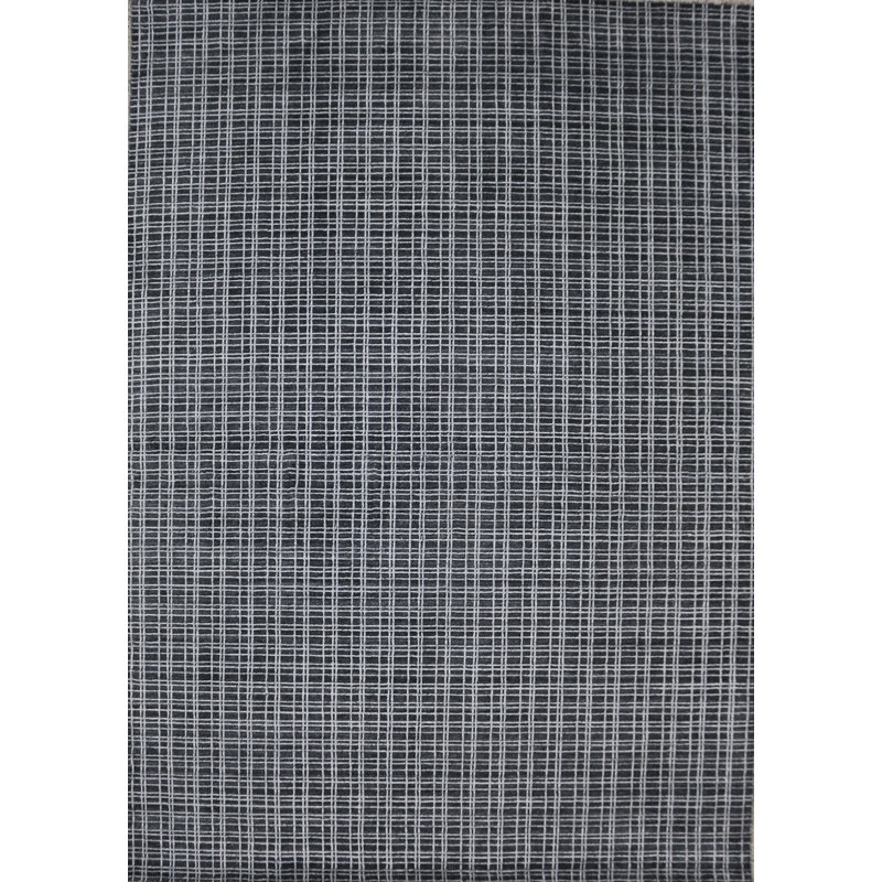 Tapis tissé à la main | Tapis en laine et bambou en soie moderne | Tapis d'intérieur gris anthracite et gris clair 9 mm d'épaisseur