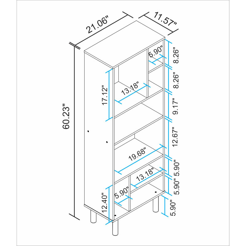 Amettes 60" White Modern Abstract Open Shelving Unit