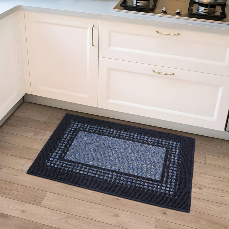 Tapis de cuisine antidérapant lavable à la machine, Bleu, Rectangle 1 pi 8 po x 2 pi 8 po