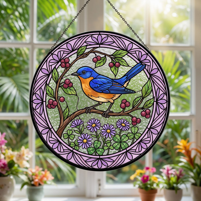 Panneau de vitrail en verre coloré, 7,8 heures, H 7,8 po