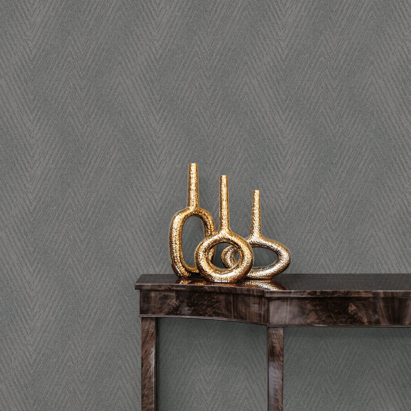 Rouleau de papier peint à motif de chevrons Utopia Collection, Gris