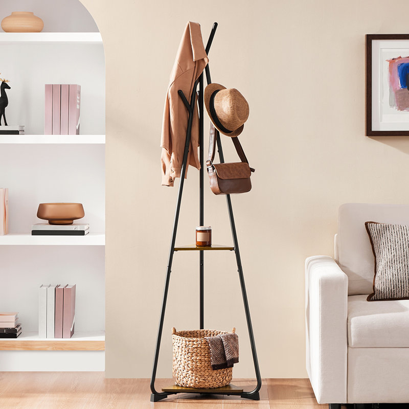 Metal Freestanding 6 - Hook Coat Rack, Rustic Brown