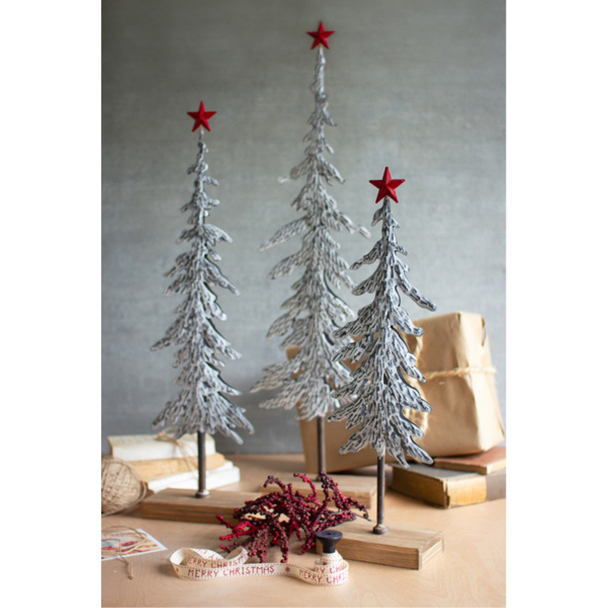 The Holiday Aisle® 3 Piece Christmas Trees on Wooden Bases Set Wayfair