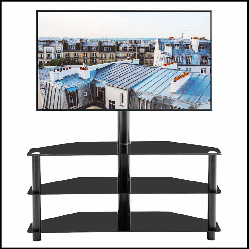 Multi-function TV Stand with Height Adjustable Bracket and Swivel 3-Tier Shelves for Optimal Viewing and Storage