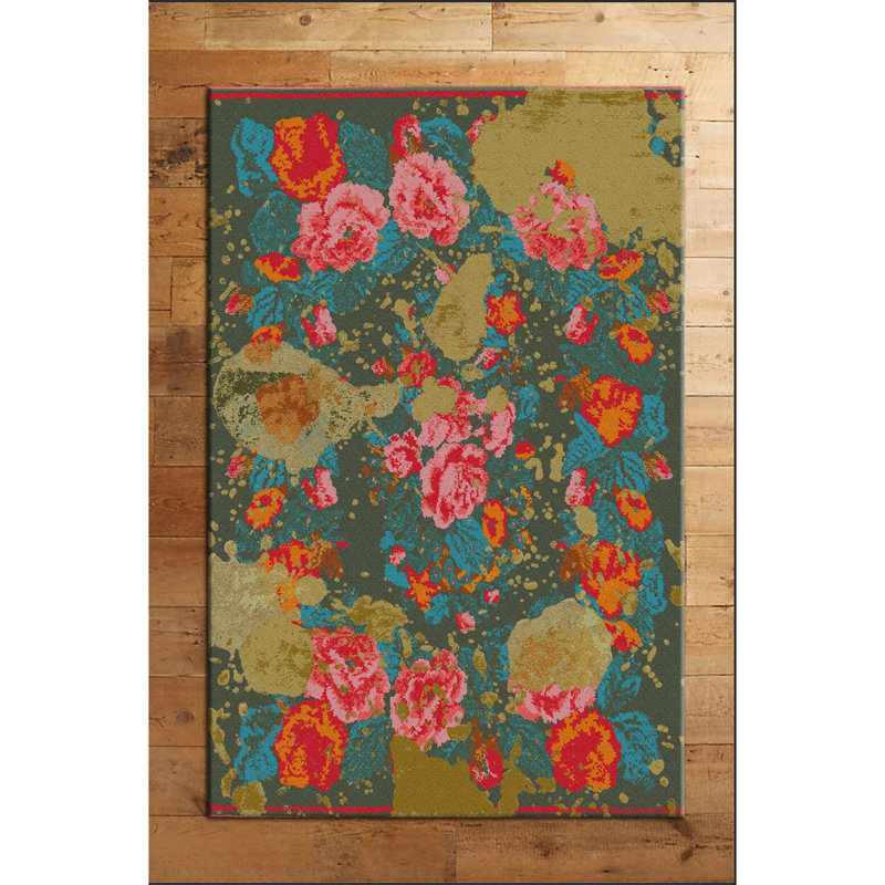 Tapis rose / orange / bleu en jute tissé à la machine Maisonet, Rectangle 2 pi 7 po x 4 pi 11 po