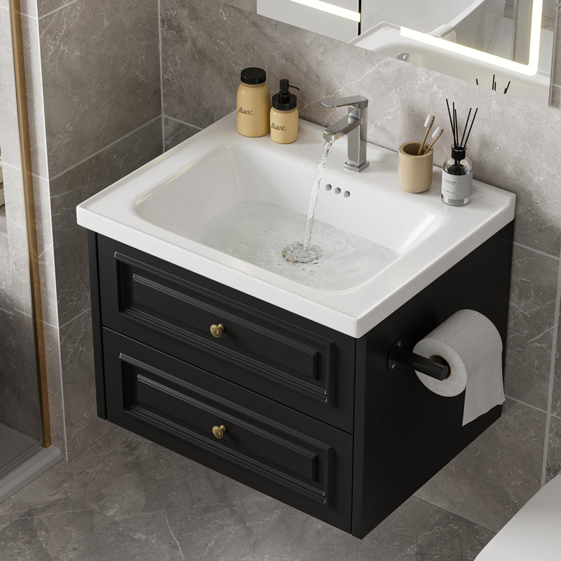 Meuble-lavabo flottant 24 po avec lavabo 24 po, Noir
