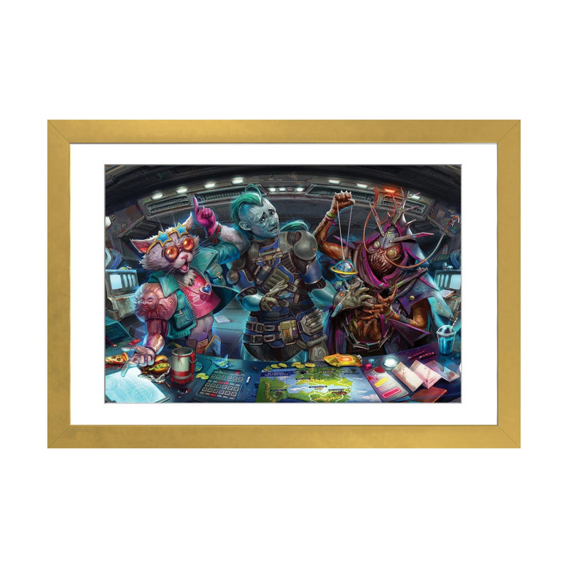 «Adventures in the Galaxy Opener», reproduction d'art mural - papier d'art encadré, H 32 po x l 24 po, Doré