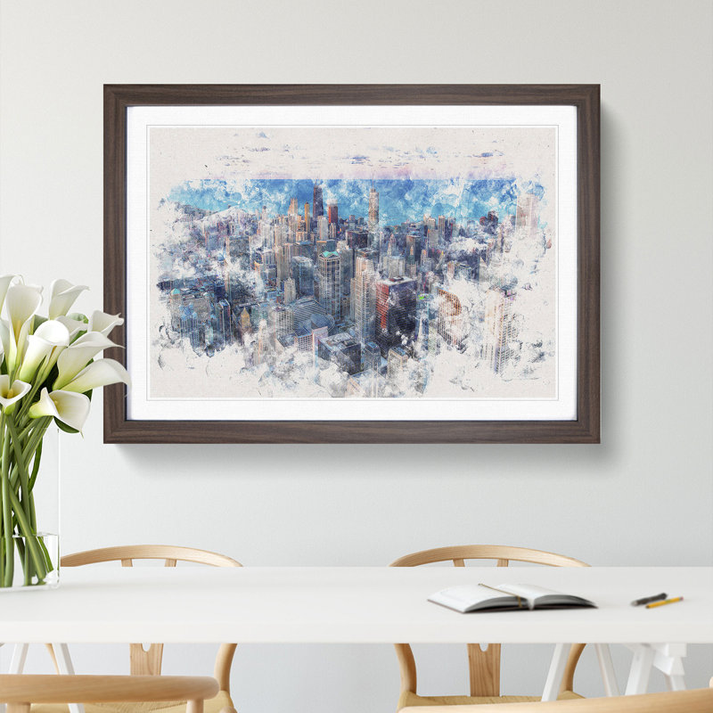 The Beauty of the Chicago Skyline - Picture Frame Painting Print, Black Framed, 62cm H x 87cm W x 2cm D