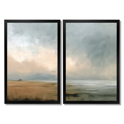 Alonsa - Coastal Canvas Art, Green Coastal Wall Art 2 Piece