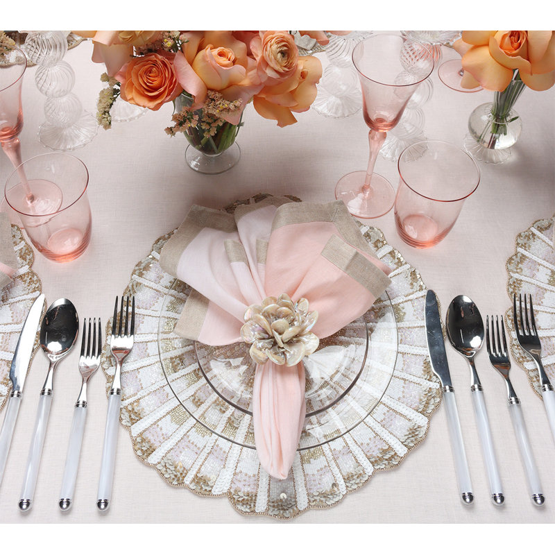 Dip Dye Linen Napkin, Blush/Gold