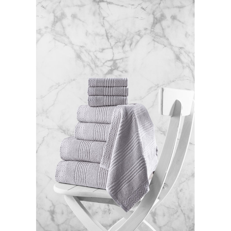 Minneota 6 Piece Luxury Lubbock US Turkish Cotton Towel Se, Light Gray