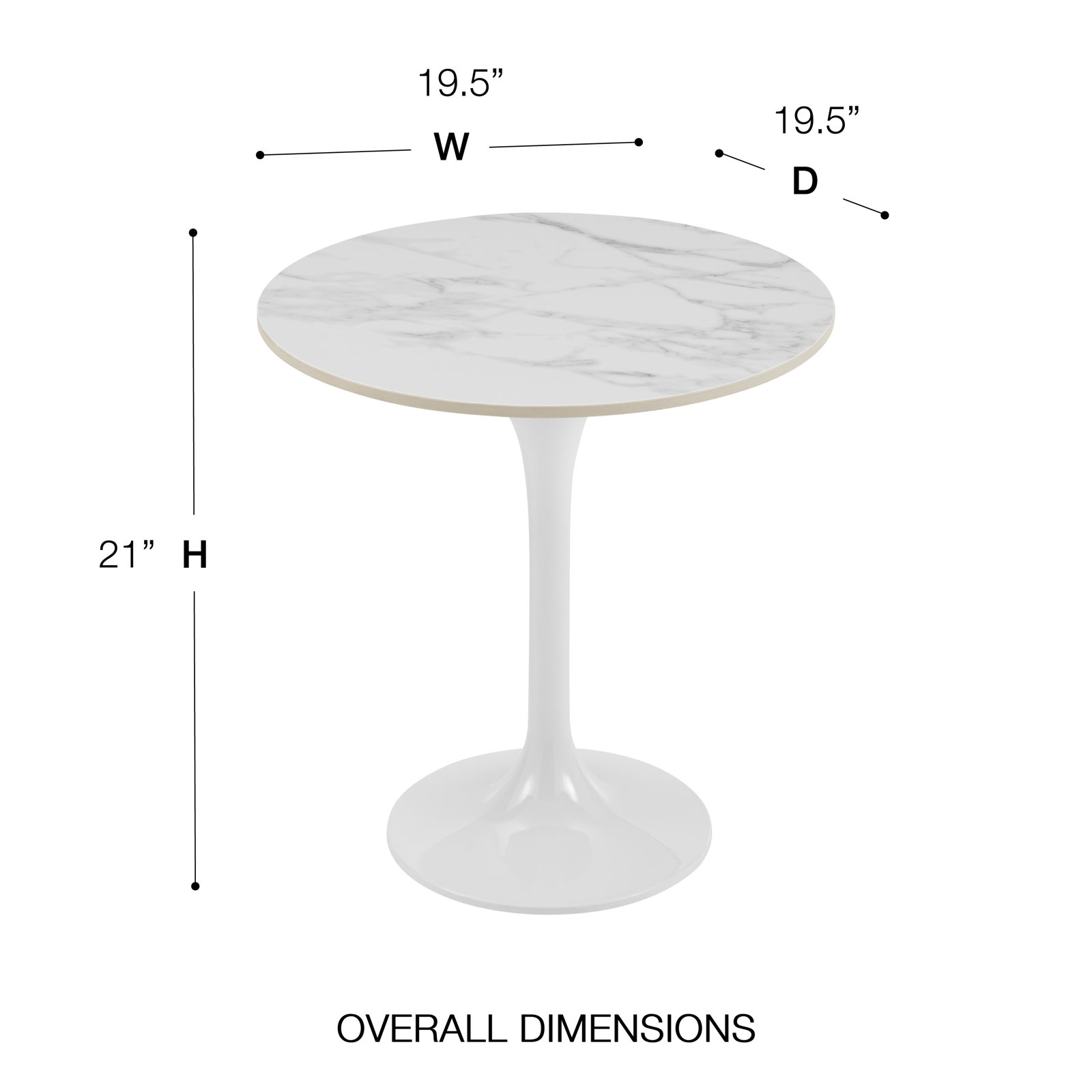 Flow 20" End Table, White