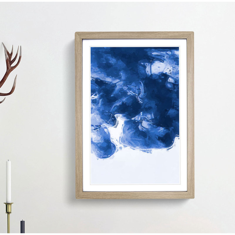Velvet Blue in Abstract - Framed Print, 91cm H x 60cm W x 2cm D, Oak
