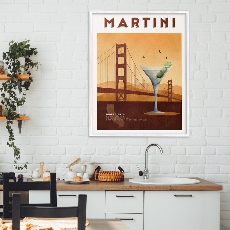 Rétro martini et vue sur le pont, estampe numérique, conception de Brett Blumenthal, H 30 po x l 24 po