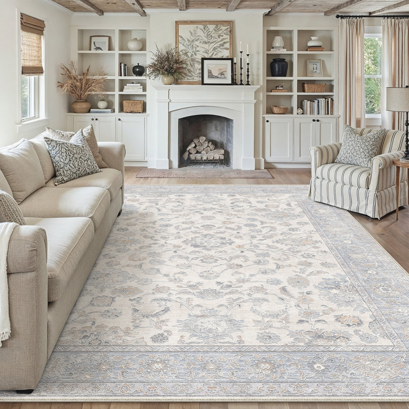 Lume Classic Persian Inspired Area Rug in Light Blue, Blue, Rectangle 9' x 12'