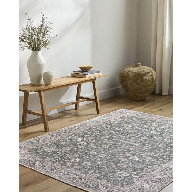 Angiela Machine Washable Indoor Rug, Rectangle 6'6" x 9'