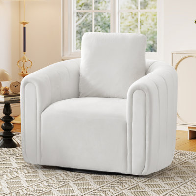 Deria 30.5'' W Velvet Swivel Barrel Chair