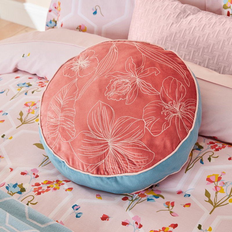 Peppermint Embroiderd Throw Pillow