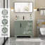 Base de meuble-lavabo simple 36 po Mid-Century moderne, sans comptoir d'évier-122876594-122876592