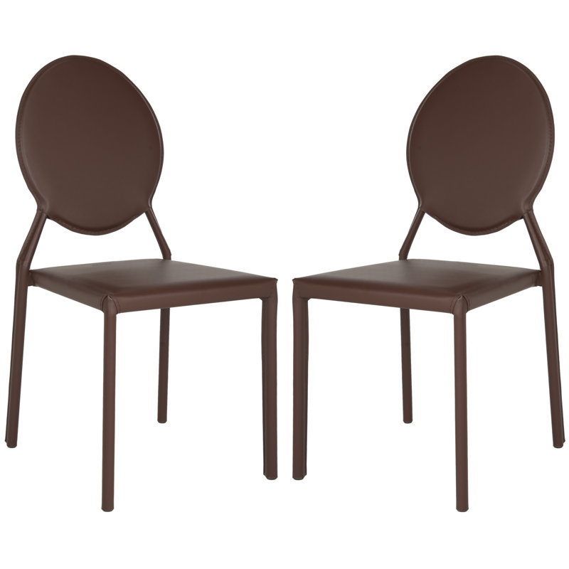 Oxon Hill 18.5'' H Faux Leather Upholstered Side Chair, Bonded Leather+Sponge - Brown