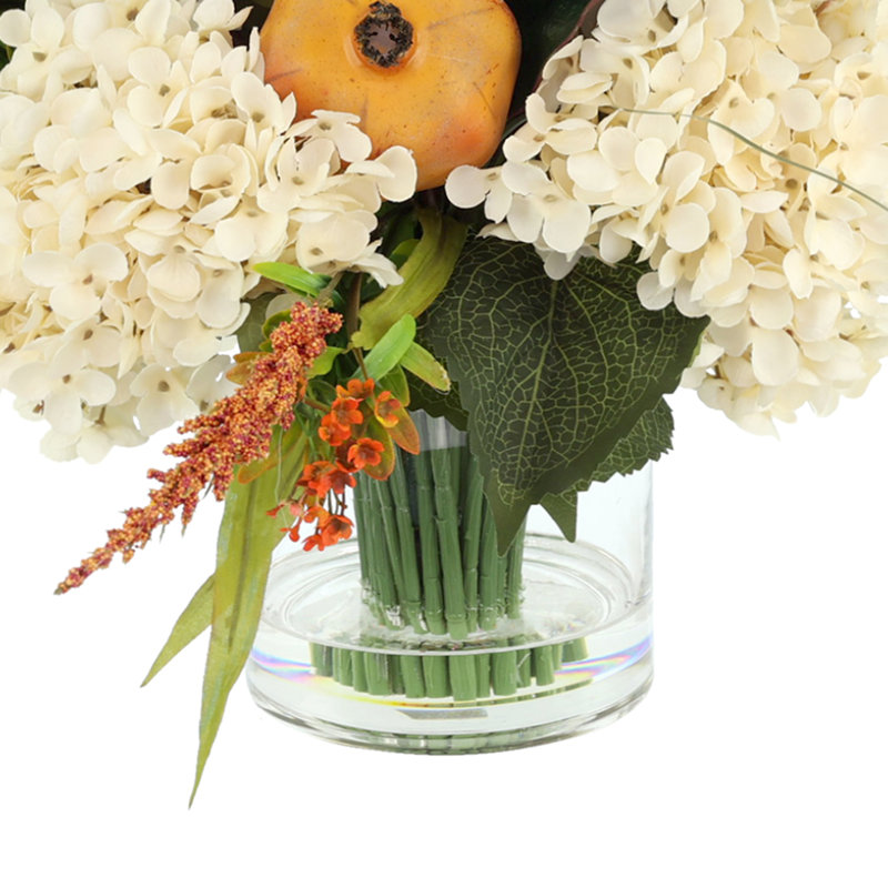Fall Arrangement with Hydrangeas and Thistle, Cream