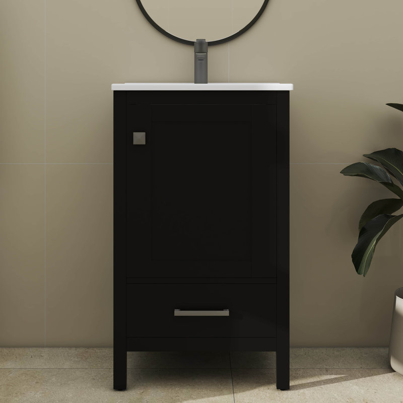 Meuble-lavabo moderne avec lavabo en céramique, Noir