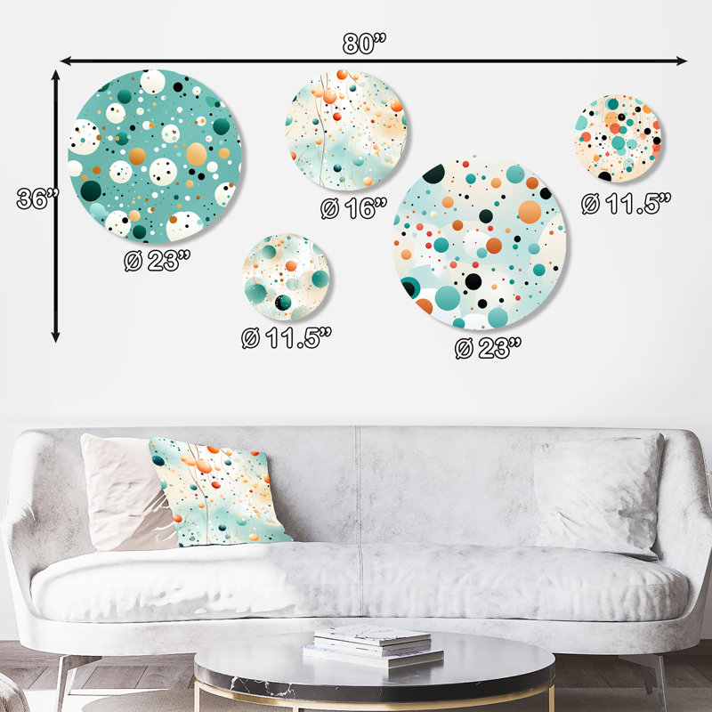 Ensemble d'art mural rond moderne à pois Castleton - pois 5