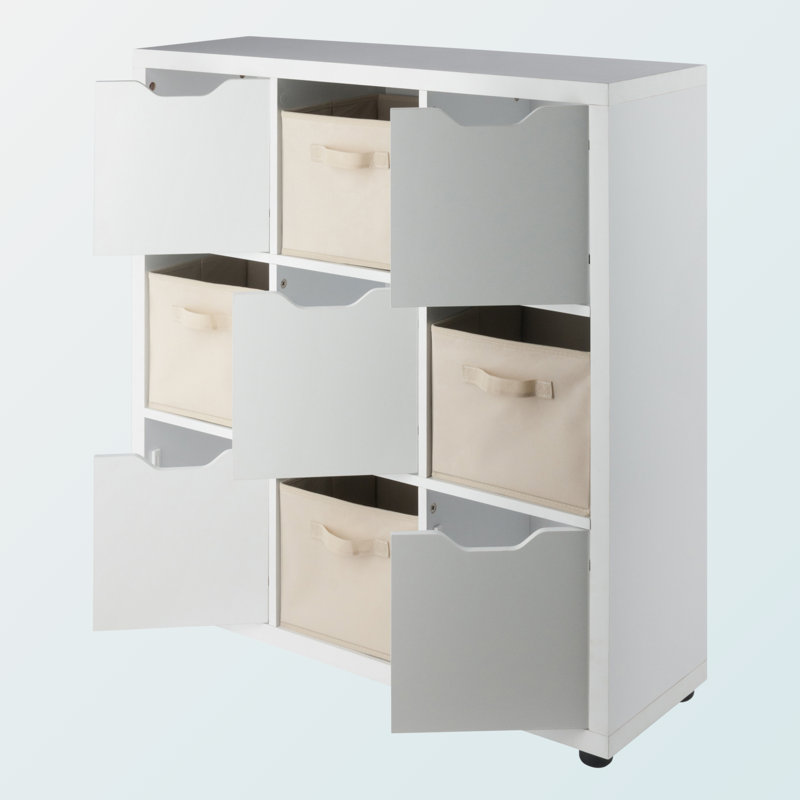 Ickes 5-Piece Storage Cabinet Set in Beige & White Finish, 37.48" H X 36.47" W X 11.39" D