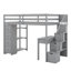 Lit mezzanine avec tiroirs de rangement, bureau et escalier, lit mezzanine en bois avec tablettes-2077395469