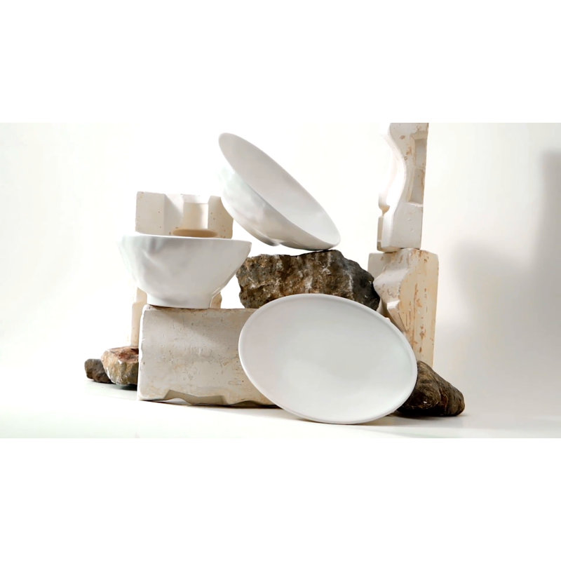 White Ceramic 16-Piece Minimalist Dinnerware Set
