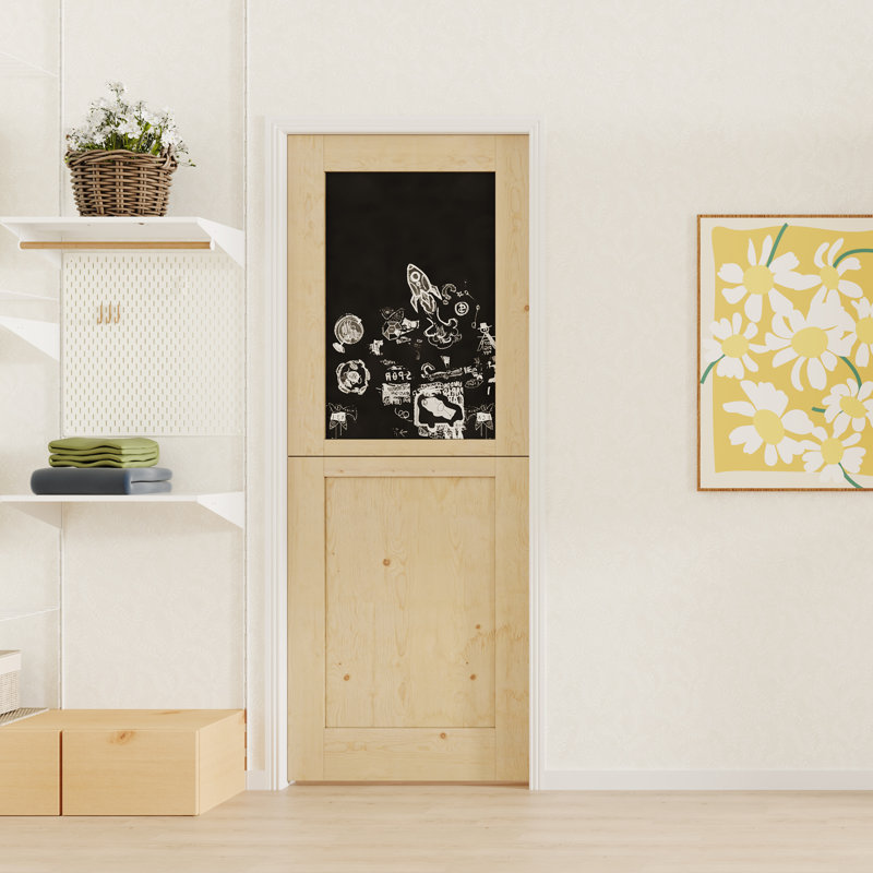 Blackboard Interior Dutch Door Easy-To-Clean Surface Without Hardware Included, 30" x 80", 1