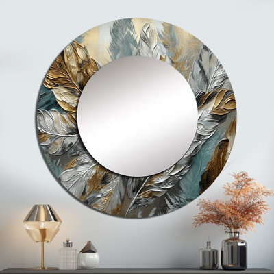 Grand miroir mural Oszkar, argent et or Expressions of Freedom I - Boho Feather