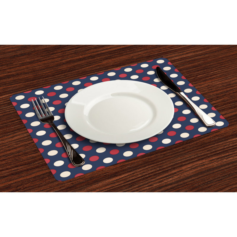 Polyester Polka Dots Rectangle Placemat