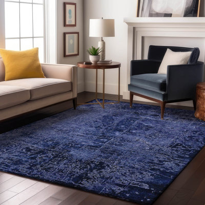 Premium Machine Washable Cerrito AMF559 Navy Rug