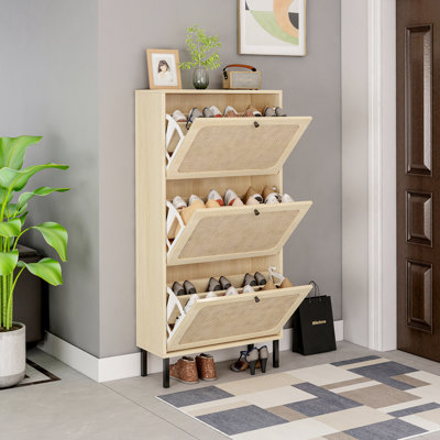 Range-chaussures 3 portes Natural Rattan