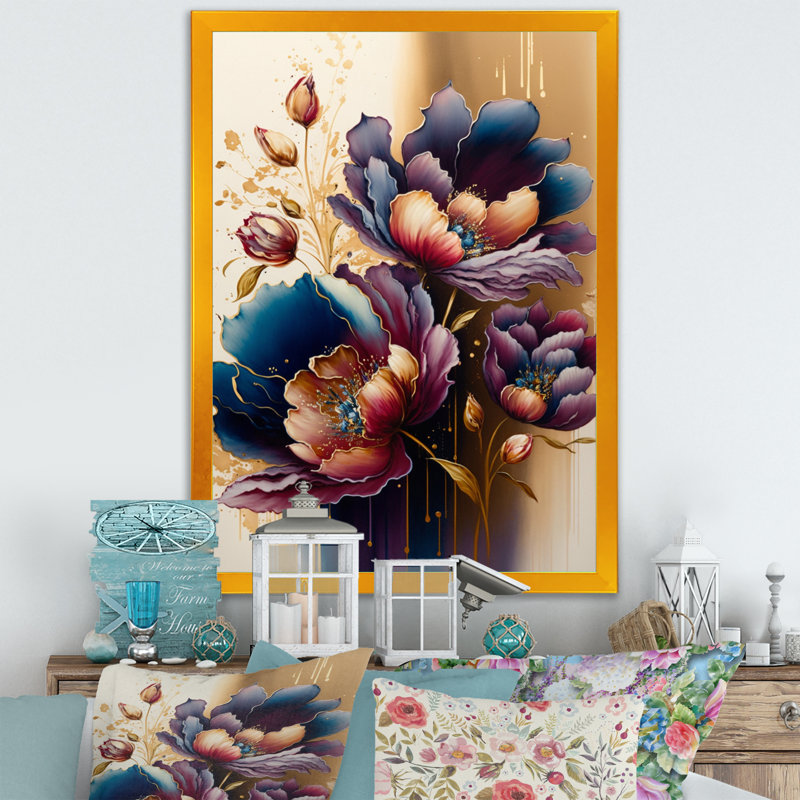 «Night Shade Tulip Design II», reproduction sur toile, H 20 po x l 12 po x P 1 po, Impression dorée sur toile encadrée